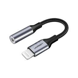Ugreen 30756 Lightning M/F Round Cable Aluminum Shell with Braided 10cm (Black)